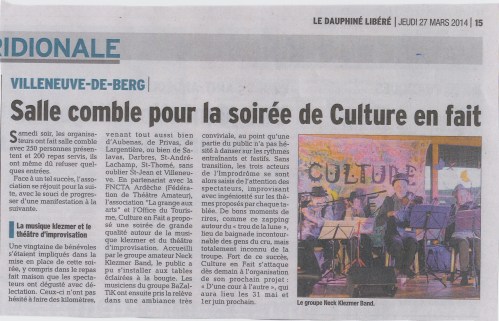 article Dauphiné 27 mars 2014